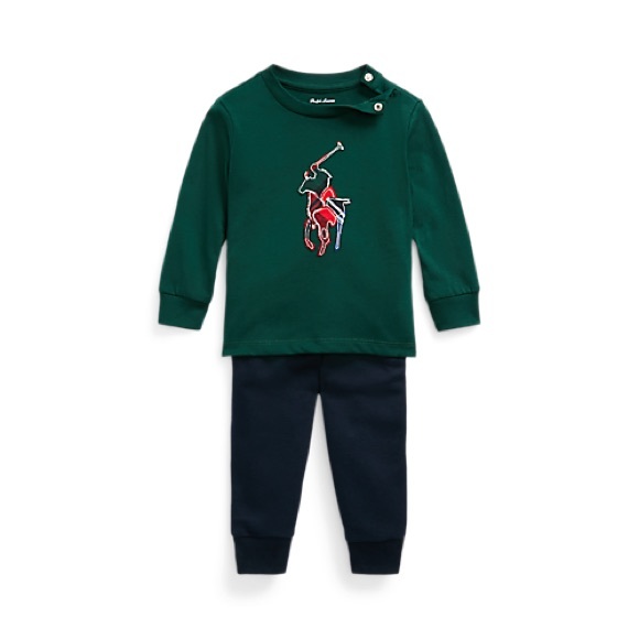 RALPH LAUREN Big Pony Jersey Tee & Fleece Pant Set - Picture 4 of 12